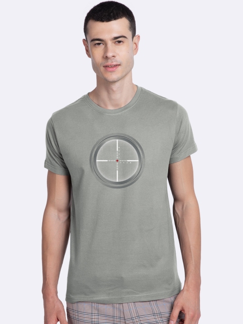 

Bewakoof Men Grey Printed Round Neck T-shirt