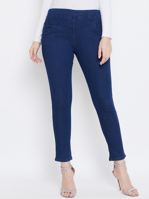

Baani Creations Women Navy Blue Solid Denim Jeggings
