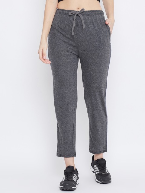 

Baani Creations Women Charcoal Grey Solid Cotton Straight-Fit Track Pants