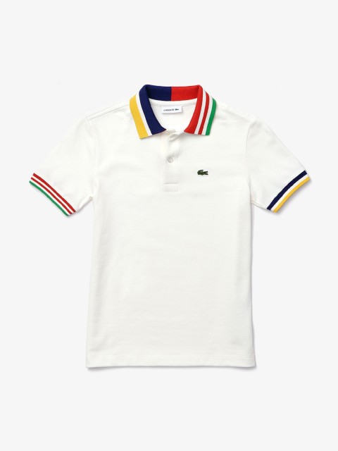 

Lacoste Boys White Solid Polo Collar T-shirt