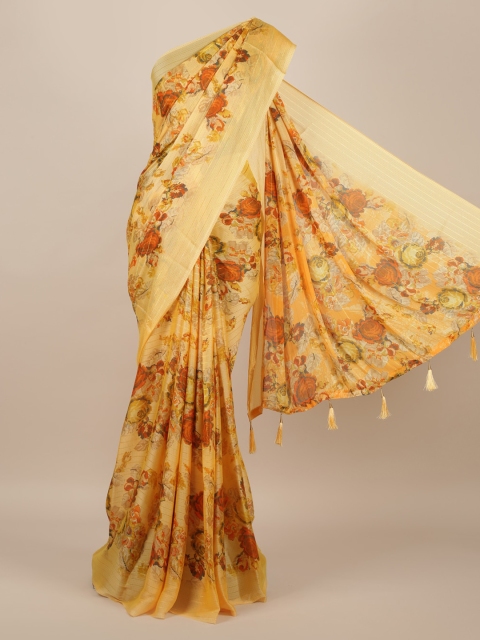

Pothys Orange Woven Design Poly Chiffon Saree