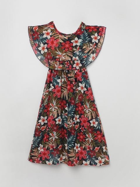 

max Girls Multicoloured Floral Printed Fit and Flare Dress, Multi