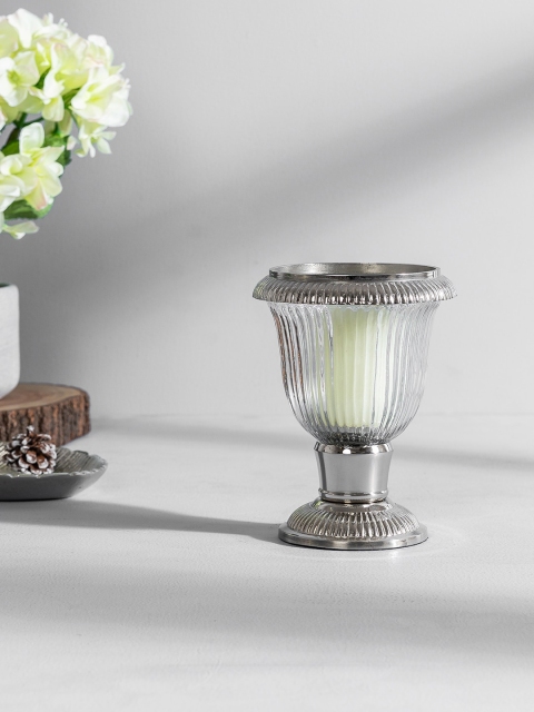 

Pure Home and Living Transparent & Silver-Toned Angel Hurricane Candle Holder