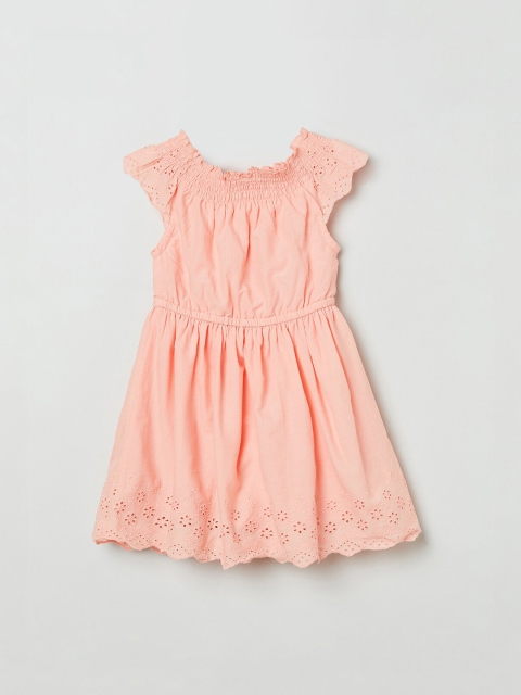 

max Girls Pink Solid Cotton Fit and Flare Dress