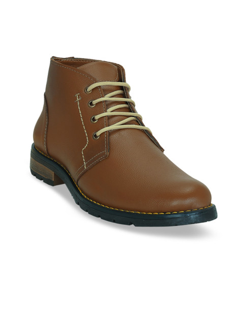 

Get Glamr Men Tan-Coloured Flat Boots Casual Shoes