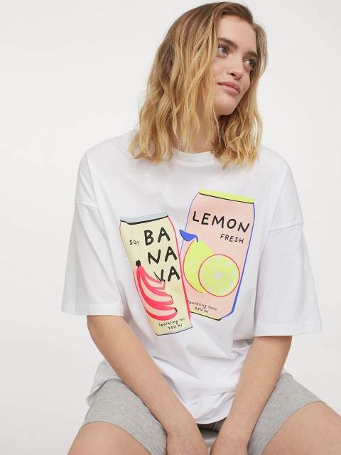 

H&M Women White & Grey Cotton Jersey Pyjamas