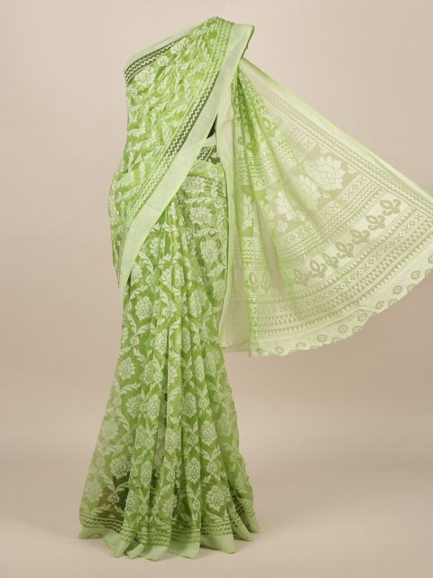 

Pothys Green Printed Jute Silk Saree
