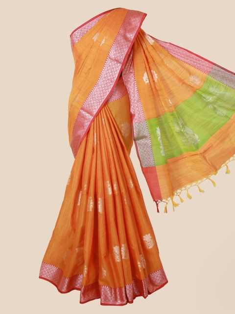 

Pothys Orange Woven Design Cotton Blend Saree