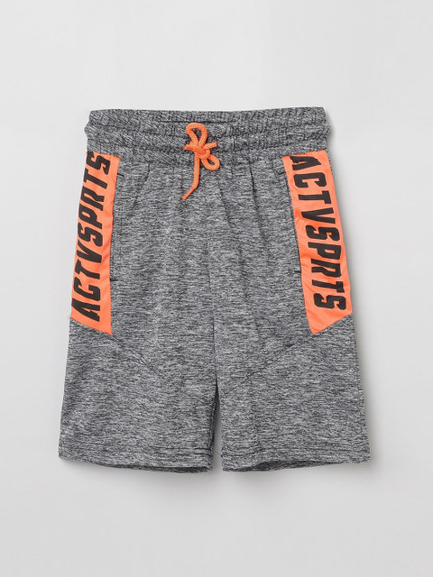 

max Boys Grey & Orange Printed Sports Shorts