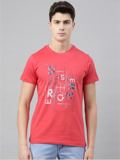 

QUANCIOUS Men Coral Printed Round Neck Organic Cotton T-shirt