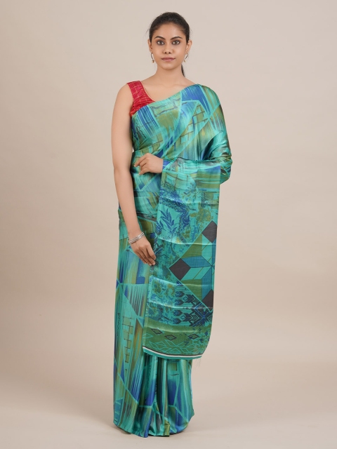 

Pothys Green Printed Satin Saree