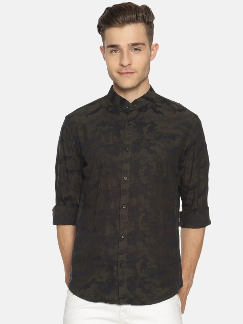 

IVOC Men Olive Green Slim Fit Printed Casual Shirt