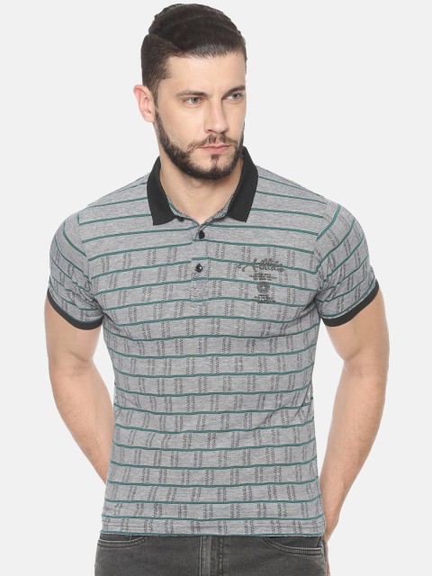 

HALTON HILLS Men Green Striped Polo Collar T-shirt