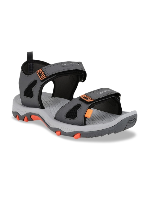 

Campus Men Grey Solid Sports Sandals