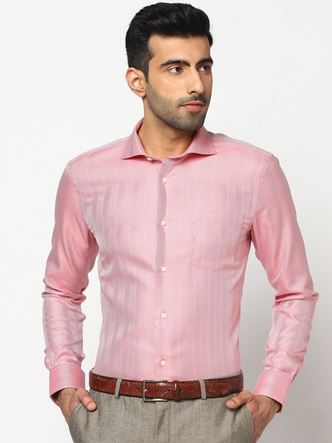 

Blackberrys Men Pink Slim Fit Striped Cotton Formal Shirt