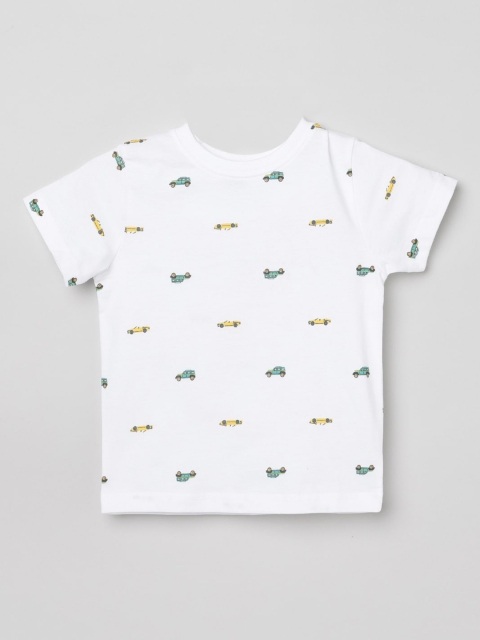 

max Boys White Printed Round Neck T-shirt