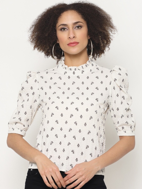 

Twenty3 White Floral Printed Regular Top