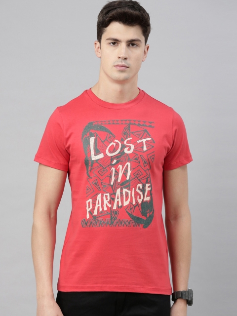 

QUANCIOUS Men Coral Printed Round Neck Organic Cotton Sustainable T-shirt