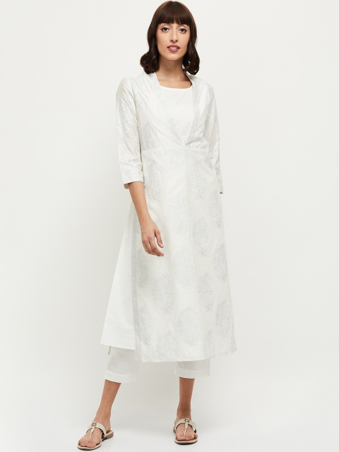 

max Women Off White Embroidered Chikankari Kurta