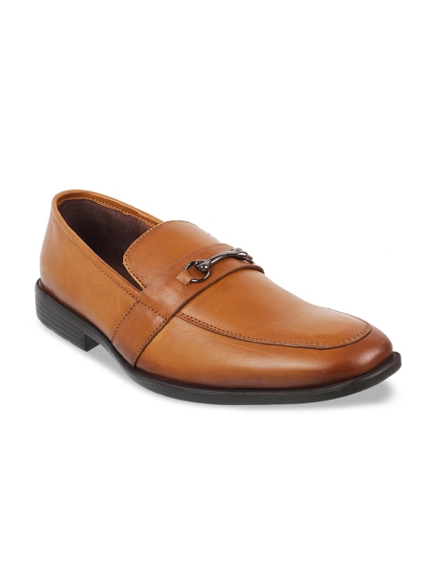 

Mochi Men Tan Brown Solid Semiformal Leather Horsebit Loafers