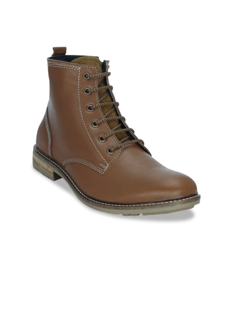 

Get Glamr Men Tan Leather Flat Boots