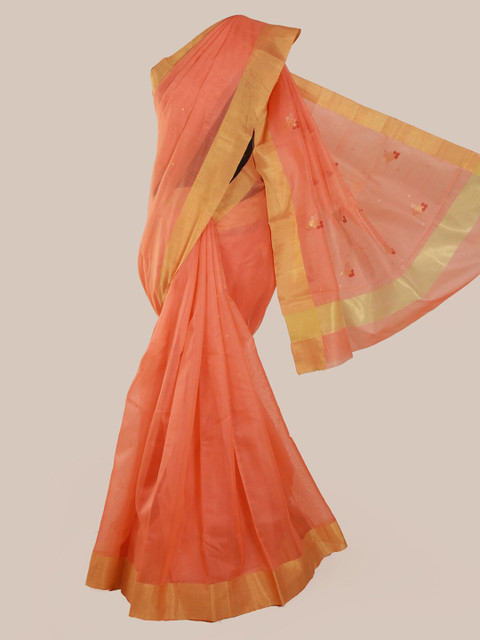 

Pothys Peach-Coloured Pure Silk Woven Design Kanjeevaram Saree