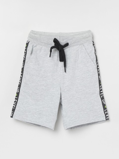 

max Boys Grey Solid Cotton Regular Fit Shorts