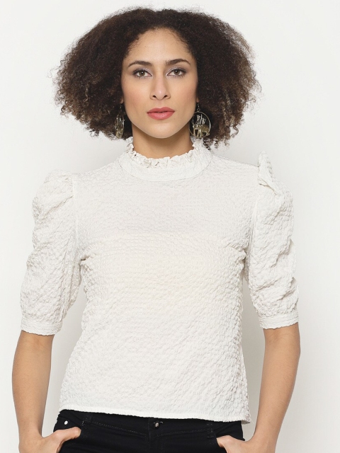 

Twenty3 White Regular Self Design Top