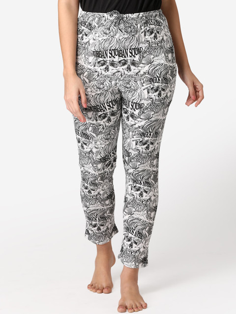 

ABELINO Women White & Grey Printed Lounge Pants