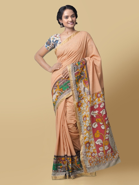 

Unnati Silks Brown Pure Cotton Printed Kanjeevaram Saree