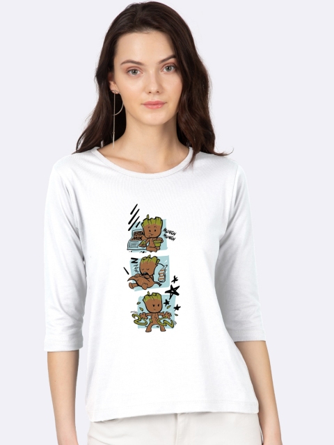 

Bewakoof Women White Groot Munching Printed Round Neck T-shirt