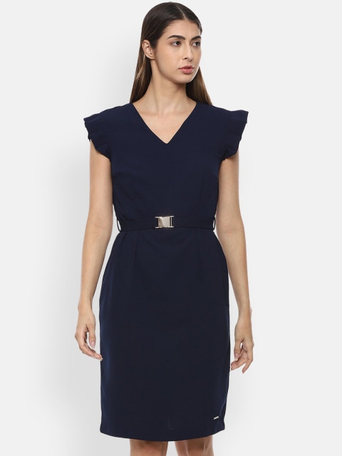 

Van Heusen Woman Women Navy Blue Solid Sheath Dress