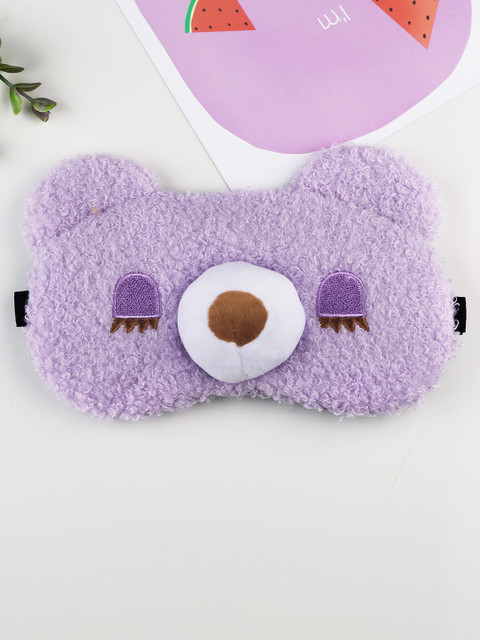 

Bigsmall Purple & White Fuzzy Bear Plush Eye Gel Mask