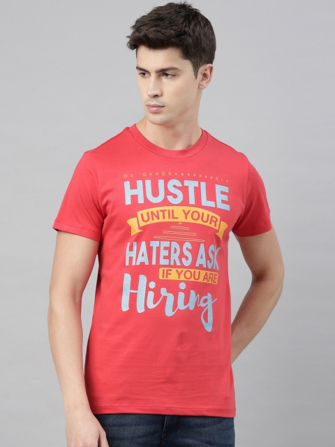 

QUANCIOUS Men Coral Printed Round Neck Sustainable T-shirt
