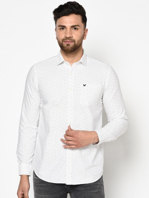 

Blackberrys Men White Slim Fit Printed Cotton Casual Shirt