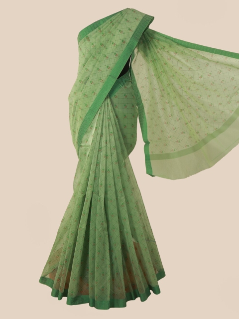 

Pothys Green Printed Supernet Saree