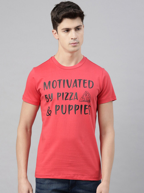 

QUANCIOUS Men Coral Printed Round Neck Organic Cotton Sustainable T-shirt