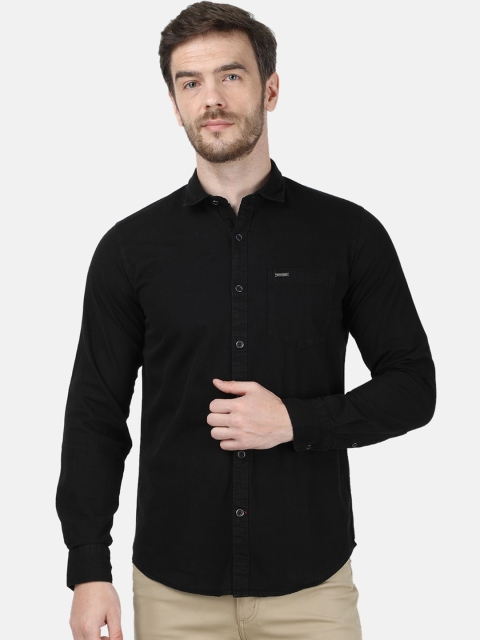 

Monte Carlo Men Black Cotton Regular Fit Solid Casual Shirt