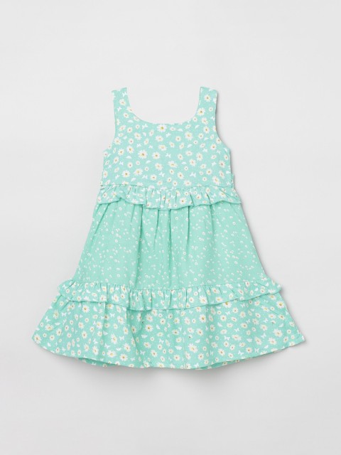 

max Girls Green Printed Fit and Flare Dress