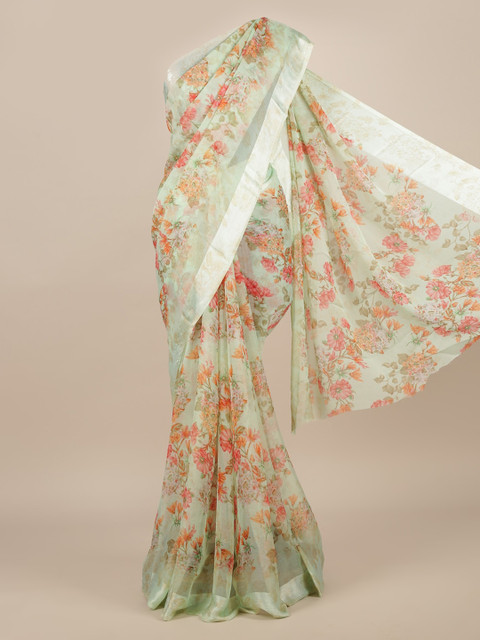 

Pothys Green Printed Poly Chiffon Saree