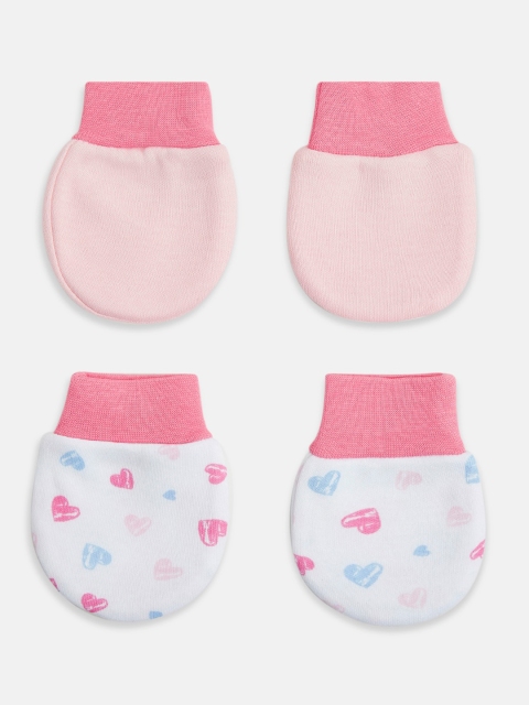 

Pantaloons Baby Girls Pack Of 2 Pure Cotton Mittens, Peach
