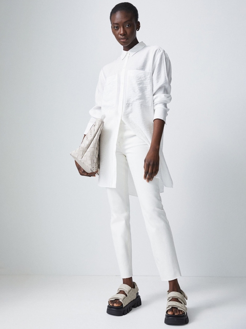 

H&M Women White Slim High Ankle Jeans