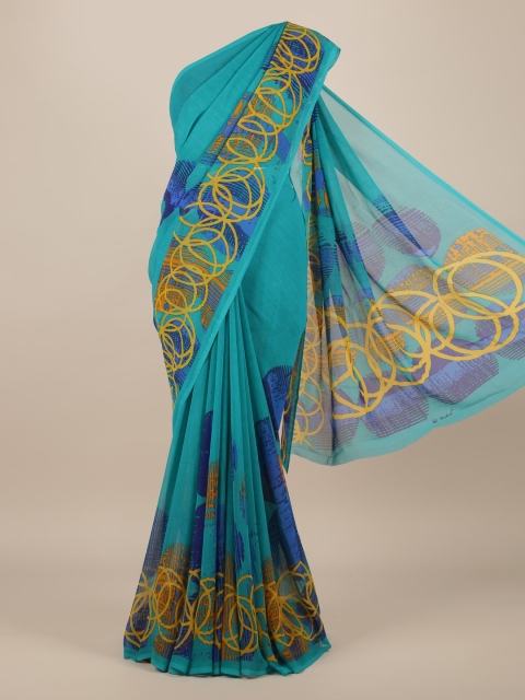 

Pothys Blue Printed Poly Chiffon Saree