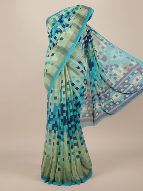 

Pothys Green & Blue Poly Chiffon Printed Saree
