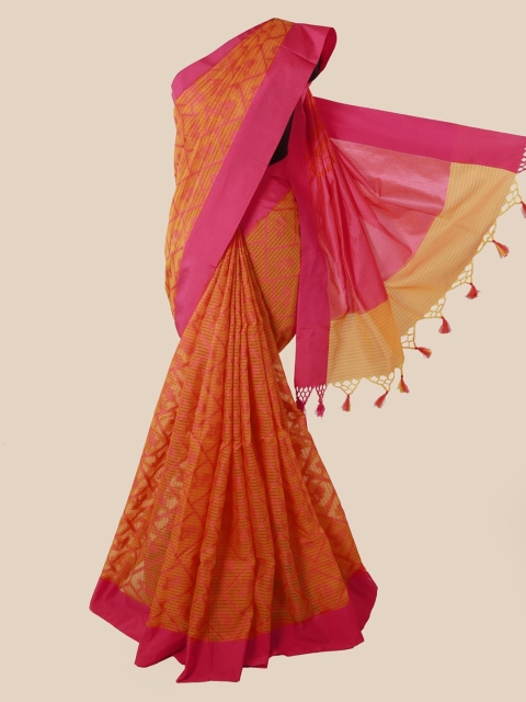 

Pothys Orange Woven Design Supernet Saree
