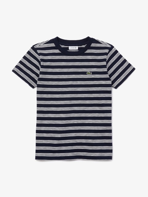 

Lacoste Boys Navy Blue Striped Cotton Round Neck T-shirt