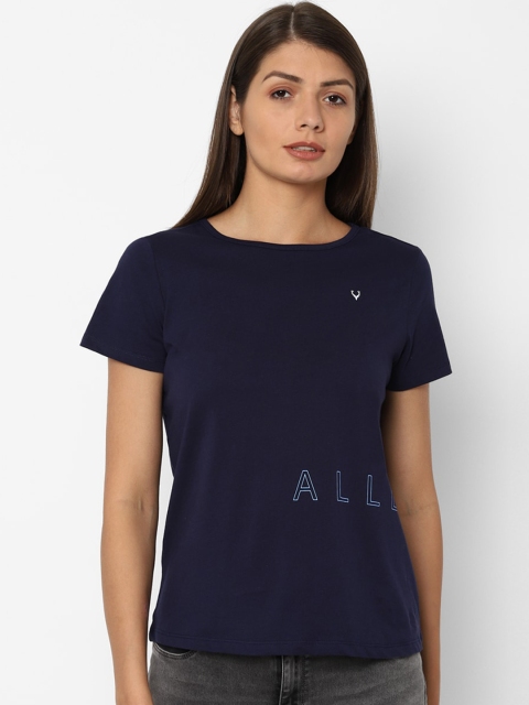 

Allen Solly Woman Women Navy Blue Solid Round Neck T-shirt