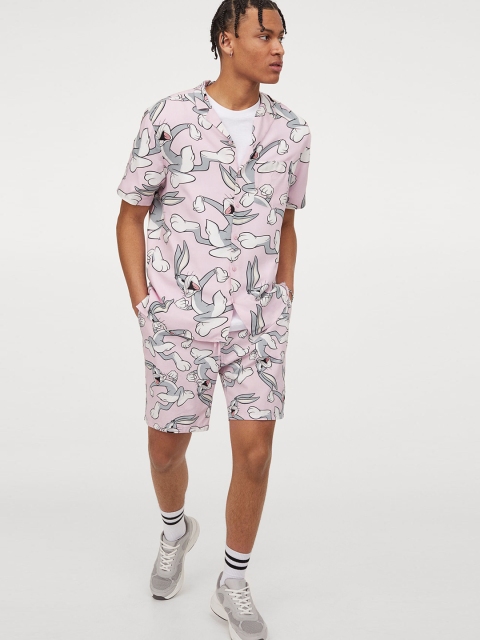 

H&M Men Pink Printed Cotton Shorts
