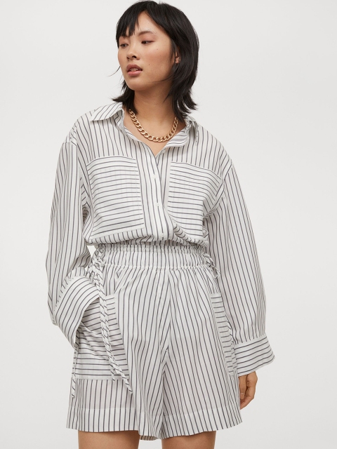 

H&M Women White Paper Bag Shorts