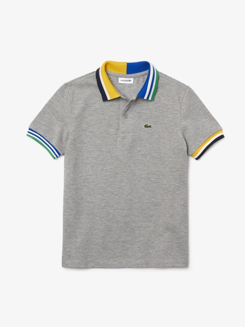 

Lacoste Boys Grey Solid Polo Collar Cotton T-shirt
